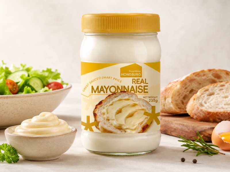 Mayonnaise Nyata ing Jar Kaca